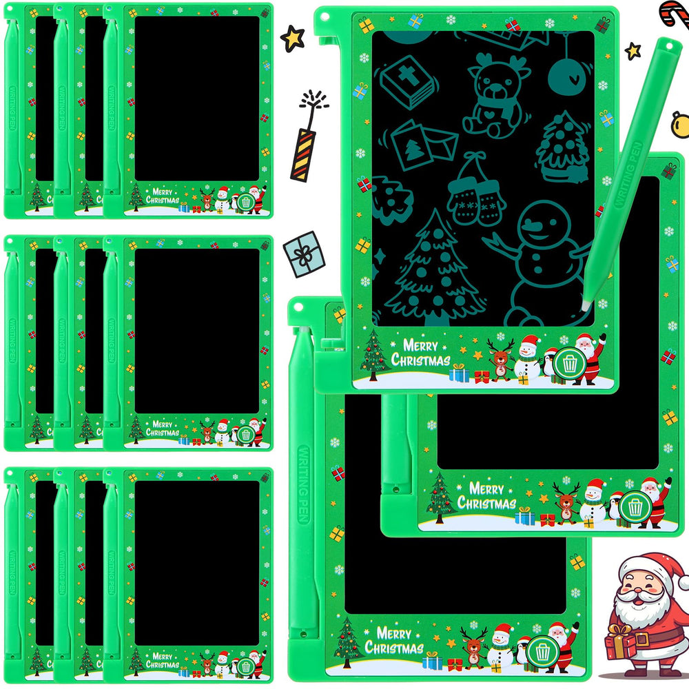 Nezyo 12-pack Christmas doodle tablet with festive designs for mess-free gifting.