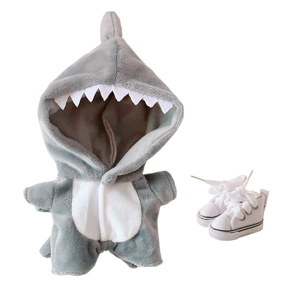 niannyyhouse Shark Clothes 20cm doll onesies gray for cozy playtime