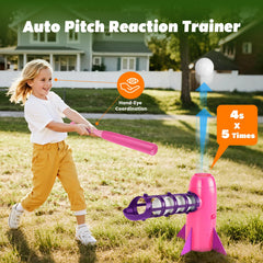 NIBBaNACAL auto pitch trainer set with bat supports solo batting sessions.