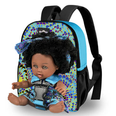 Nice2you black baby doll with backpack carrier for imaginative play.