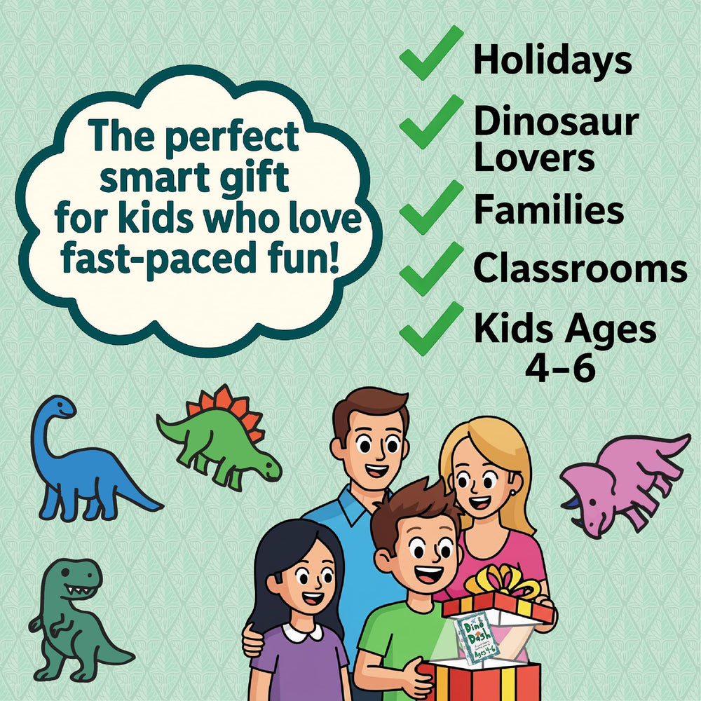 Niche Nation Games Dino Dash family play setup promotes shared fun.
