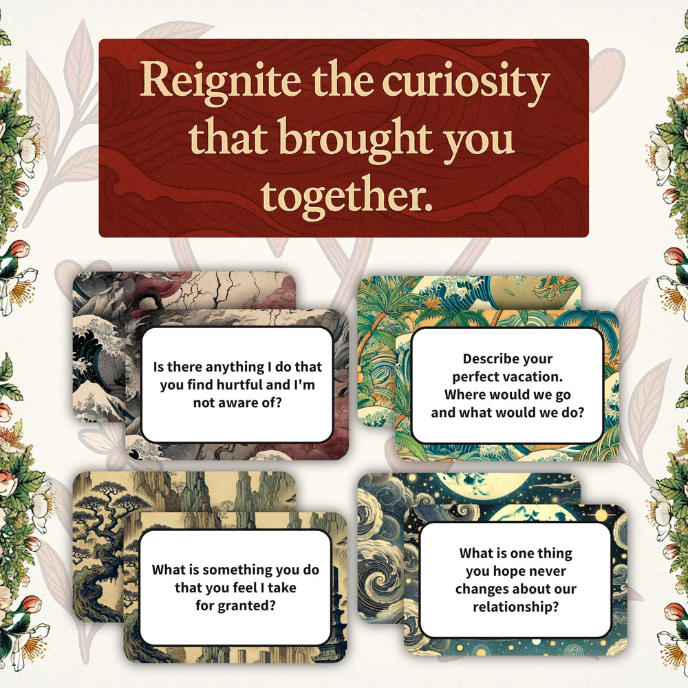 Pocket-size cards from the deck fit in hand for discreet, on-the-go chats.