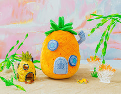 Nickelodeon SpongeBob pineapple house plush, leafy crown, bright colors for vibrant kids' decor.