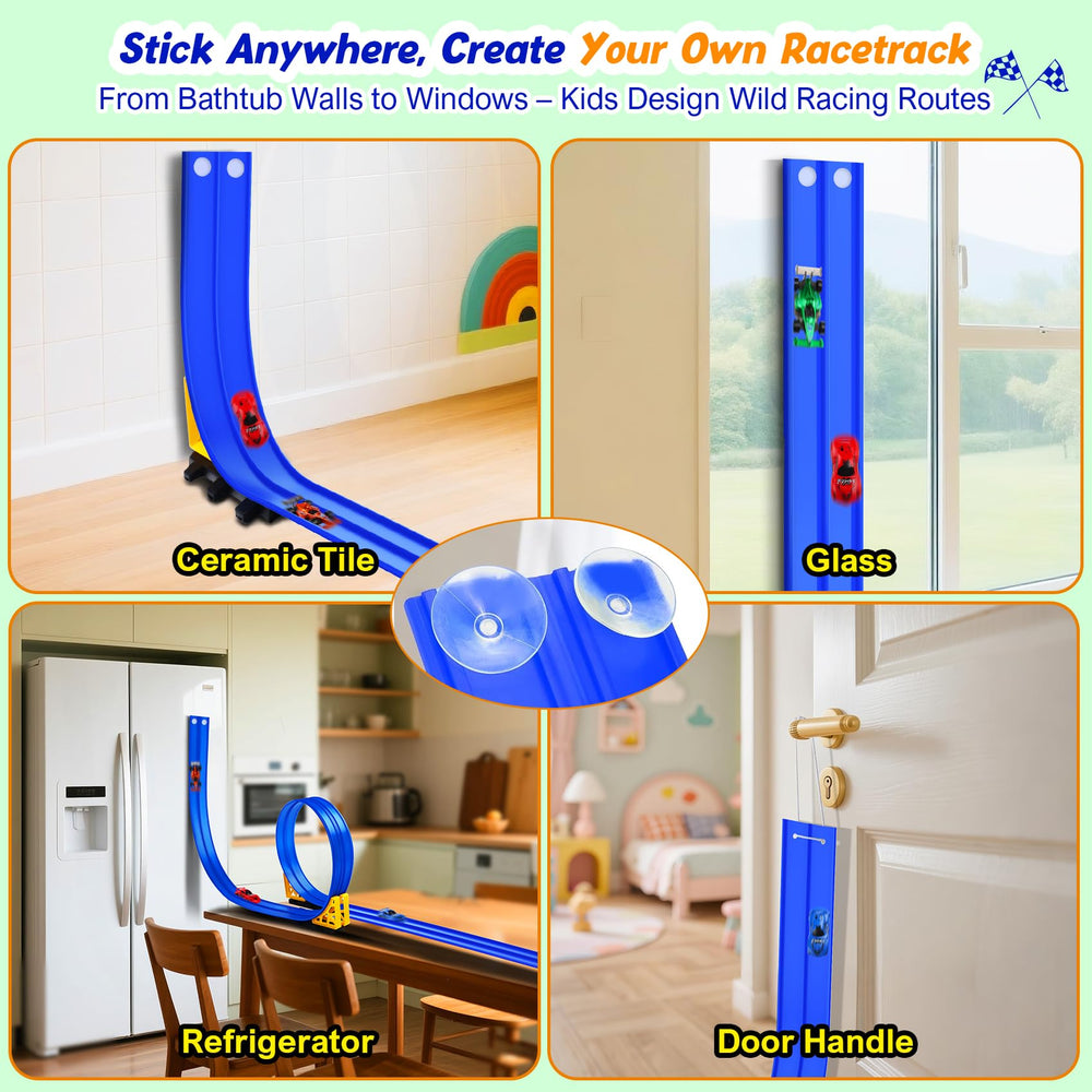 Nicmore suction cups secure the track on a window