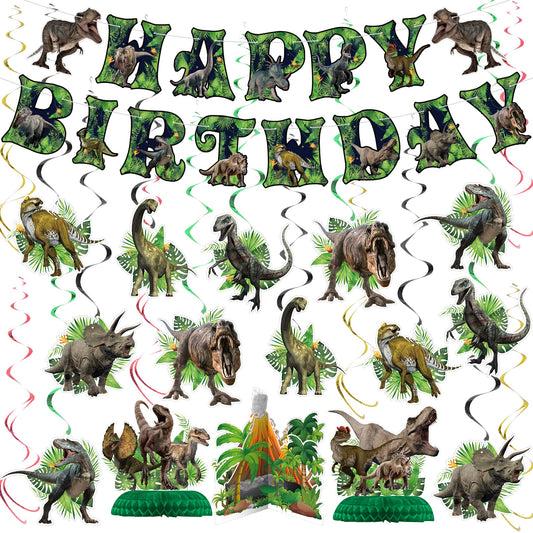 NICOWARM Dinosaur banner for Happy Birthday; durable, party-ready focal point.