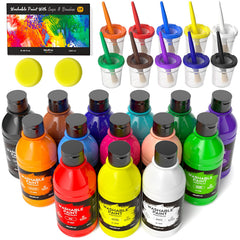 Nicpro 14-color large washable paint bottles with vibrant color and easy cleanup.
