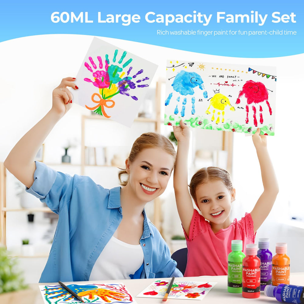 Child using Nicpro finger paints with hands during sensory art activity