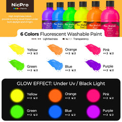 Nicpro neon orange fluorescent paint bottle with UV glow effect for bold art