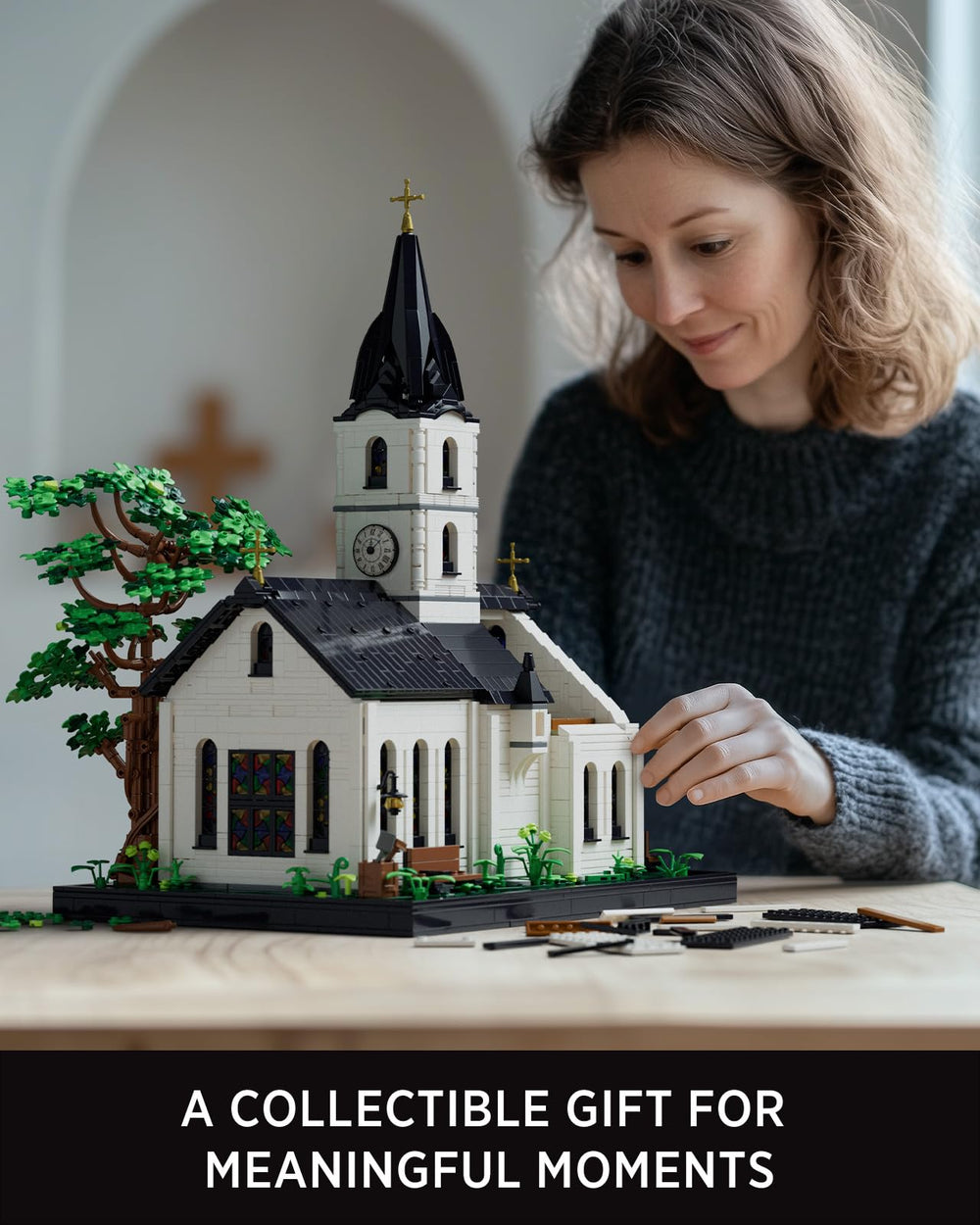 Nifeliz Church Building Set detailed base provides realistic ground tones for display scenes.