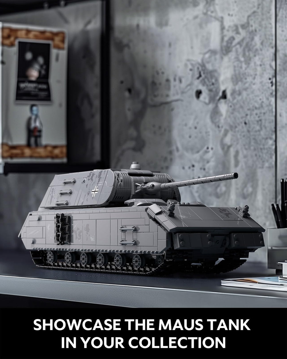 Nifeliz Maus Tank camouflage pattern showcases authentic WW2 styling for display.