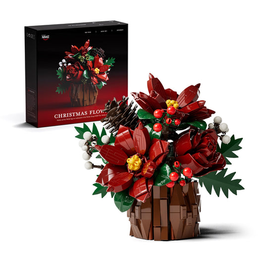 Nifeliz poinsettia building set with 767 pieces for a festive tabletop display