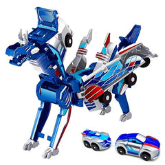 NIGVO collision transforming dinosaur car blue dragon front view for imaginative play.