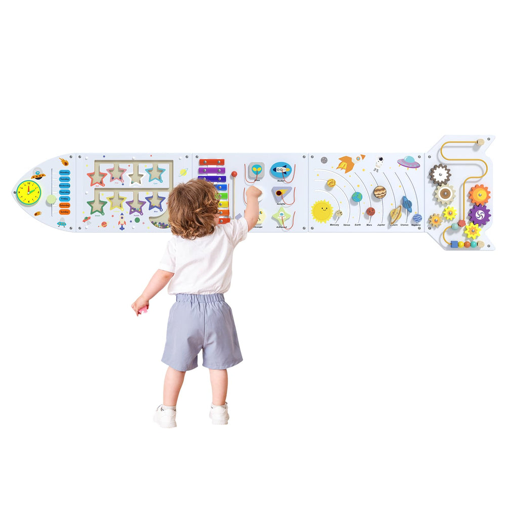 Nigwet Rocket activity wall panel with gears enhances fine motor skills for toddlers