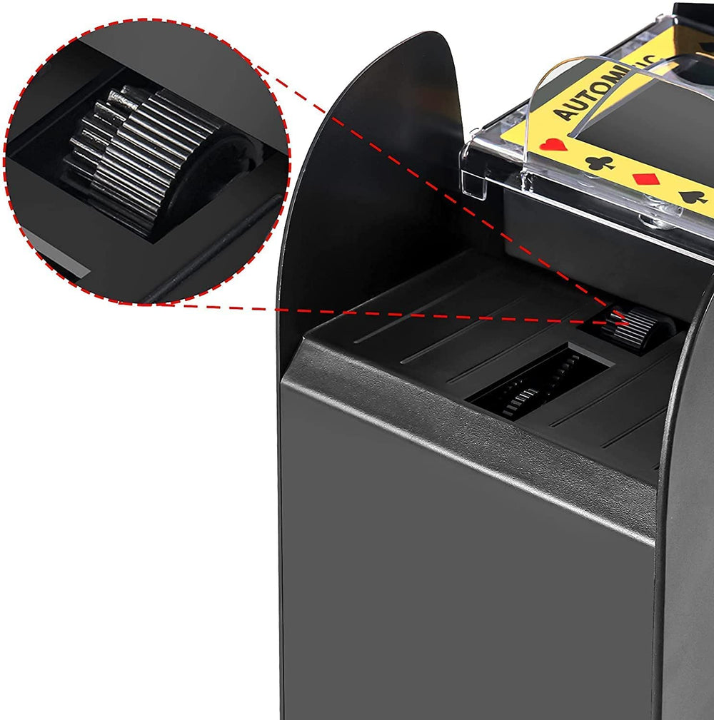 Nileole shuffler card insertion demonstrates easy, hands-off operation toward faster rounds