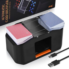 Nileole rechargeable 2-deck shuffler front view for quick card prep