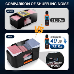 Nileole rechargeable 2-deck shuffler side angle showing compact design