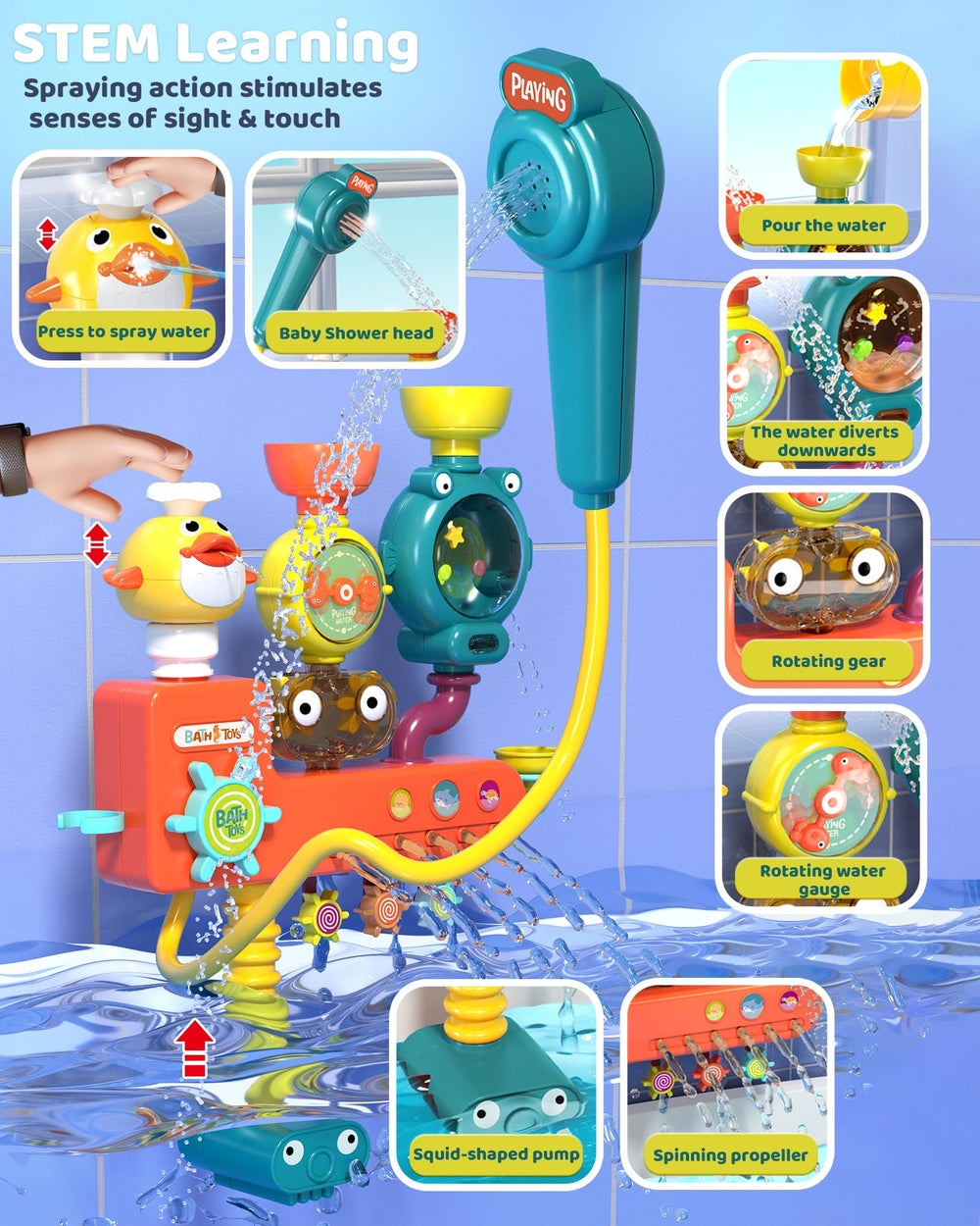 Nilez suction cup attachment bath toy stays secure on tub walls
