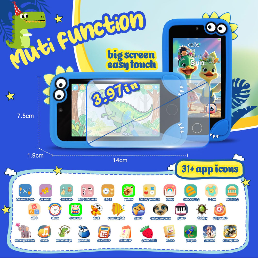 Nine Cube kids cell phone toy screen closeup highlights the bright 3.97-inch display for clear viewing