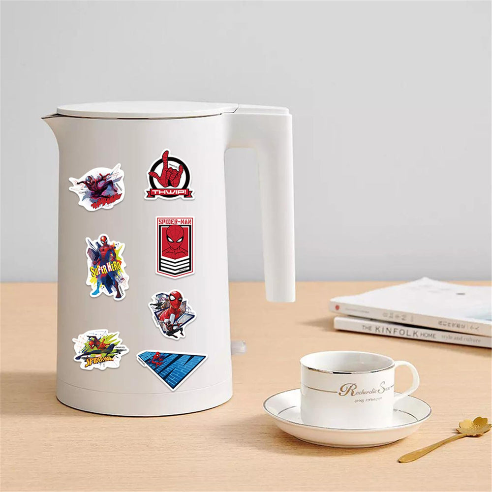 NineGirl Spider-Man stickers embellish water bottles with waterproof durability.