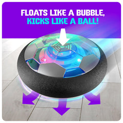 Ninja Blast hover soccer ball LED glow lights enhance low-light play.