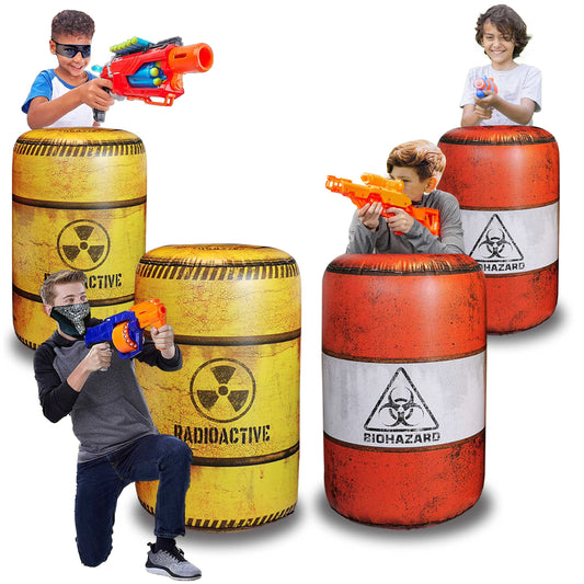 NINOSTAR 4 Barrels Inflatable for Nerf battles with high visibility and realistic detail.