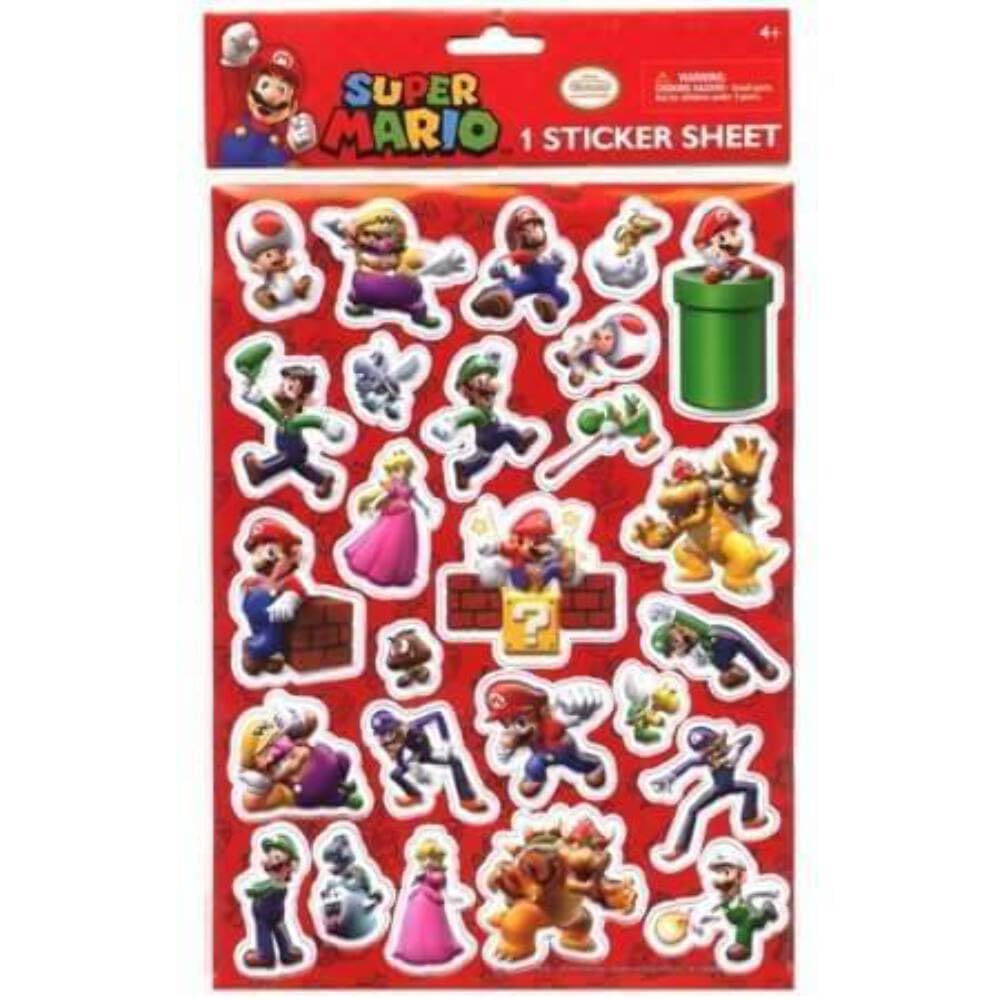 Nintendo Super Mario Brother raised sticker sheet with 3D texture for display and collection.