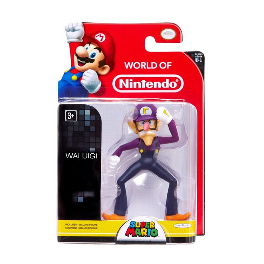 Nintendo Waluigi figure, front view, ideal display piece for fans and collectors.