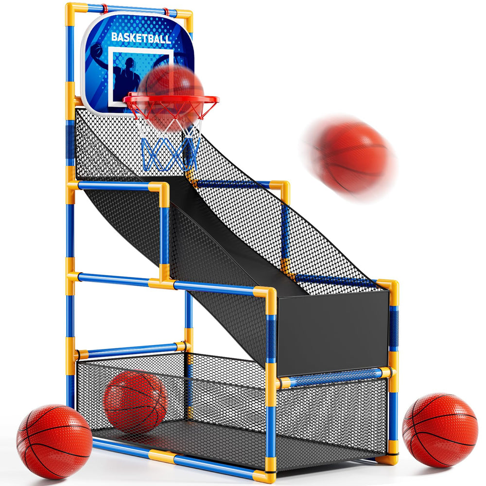 NIPLOOOW Arcade Basketball Set assembled at home for family fun.