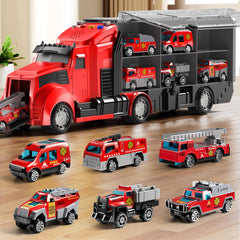 NIPLOOOW fire trucks set with play mat for imaginative play indoors