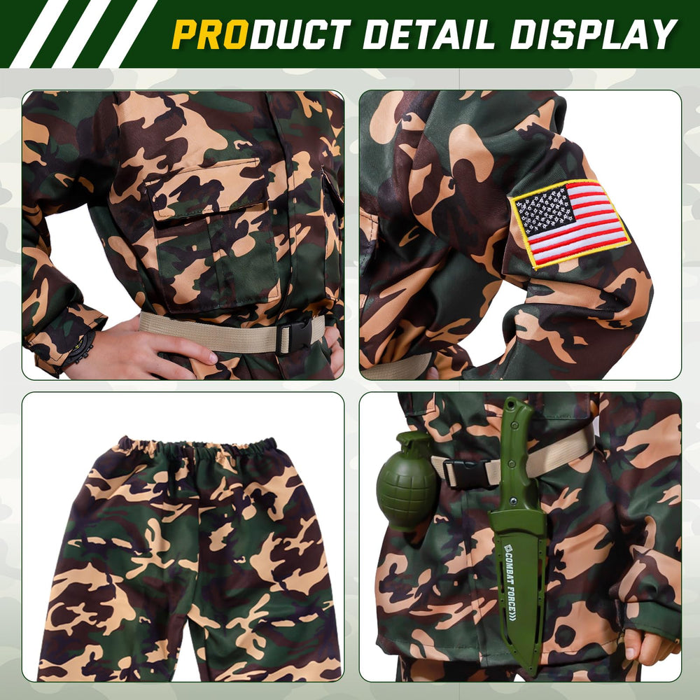NIPLOOOW Kids Army Costume hat adds authentic finishing touch for pretend missions.