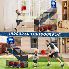 NIPLOOOW Kids playing with the adjustable hoop boosts coordination.