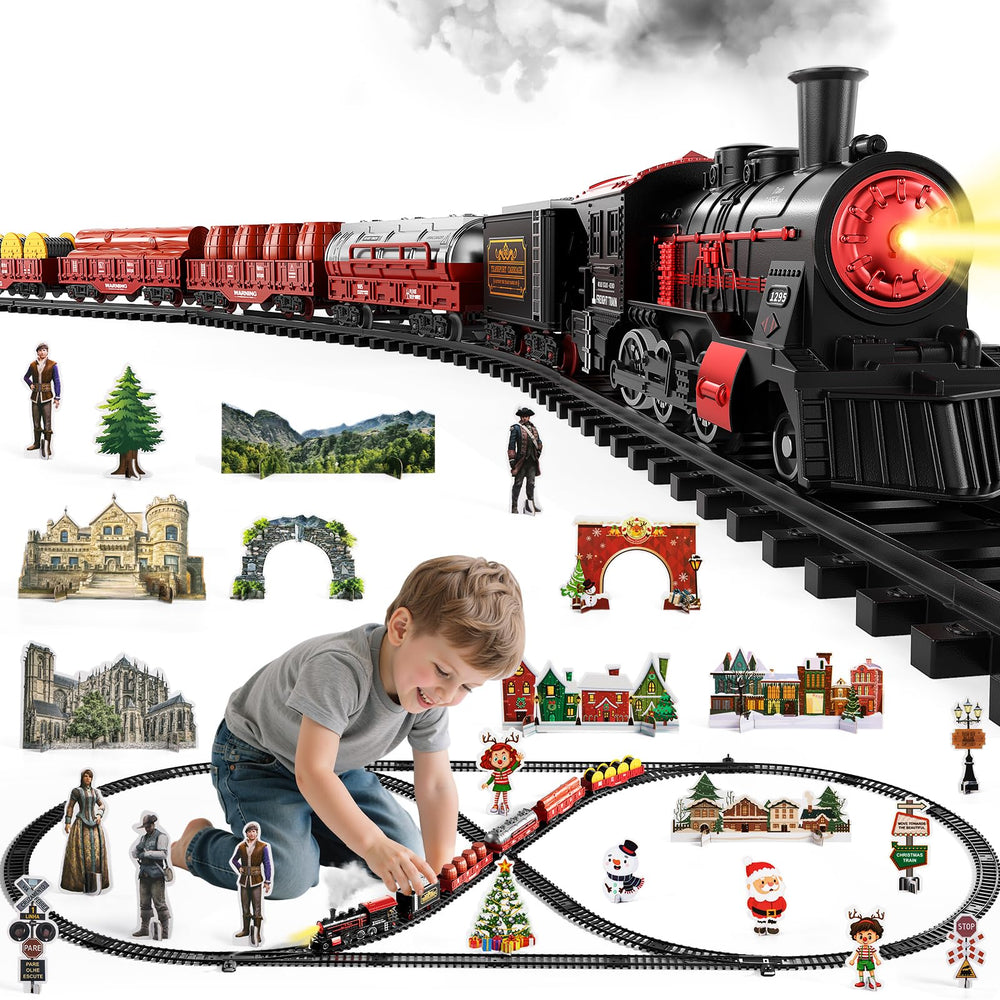 NIPLOOOW train set locomotive with lights for imaginative play