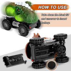 Niskite dinosaur car toy side view; durable, kid-friendly design for active play.