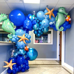 NISOCY pastel blue 12in balloons add delicate texture.