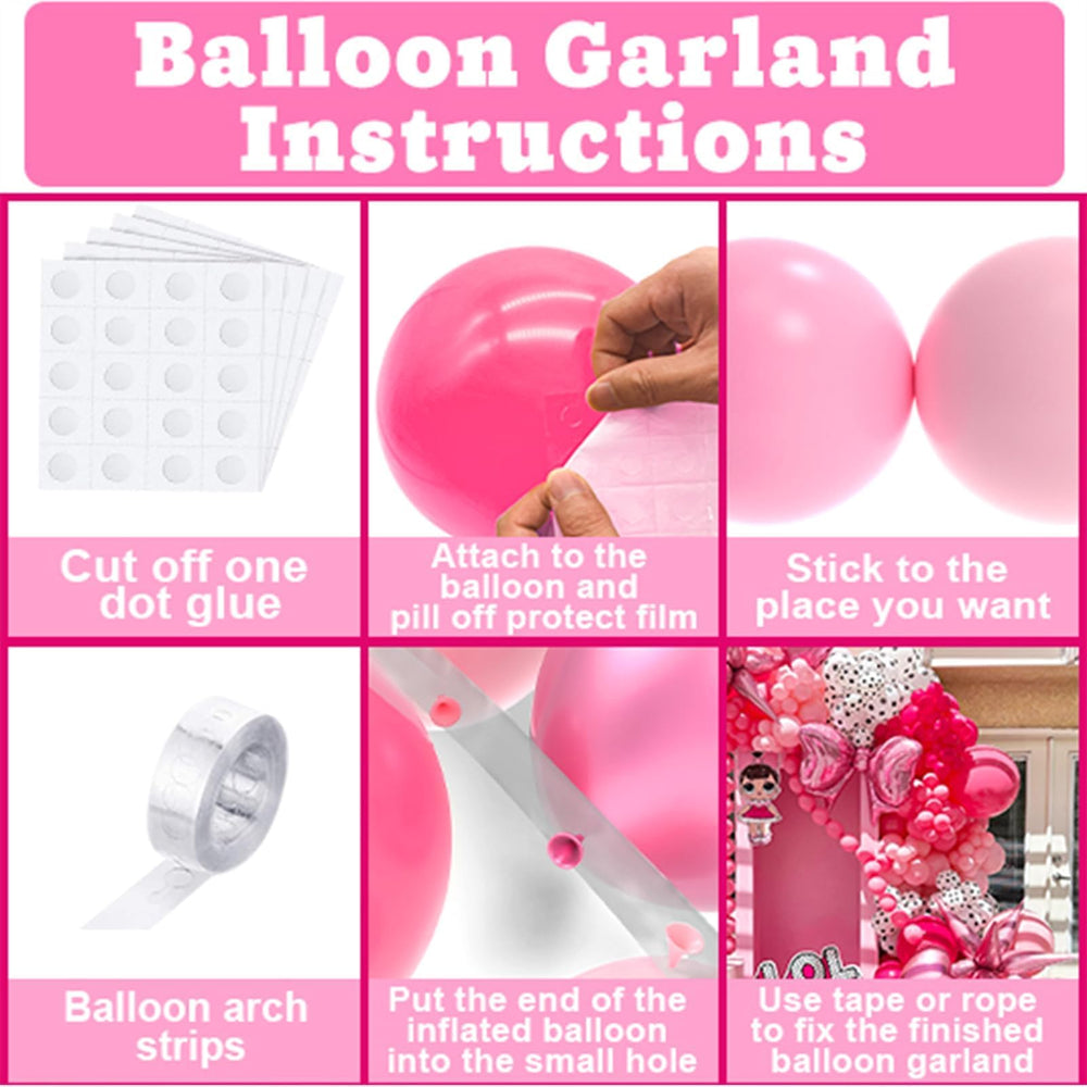 NISOCY pink balloons arch kit: 16ft balloon strip for easy arch assembly