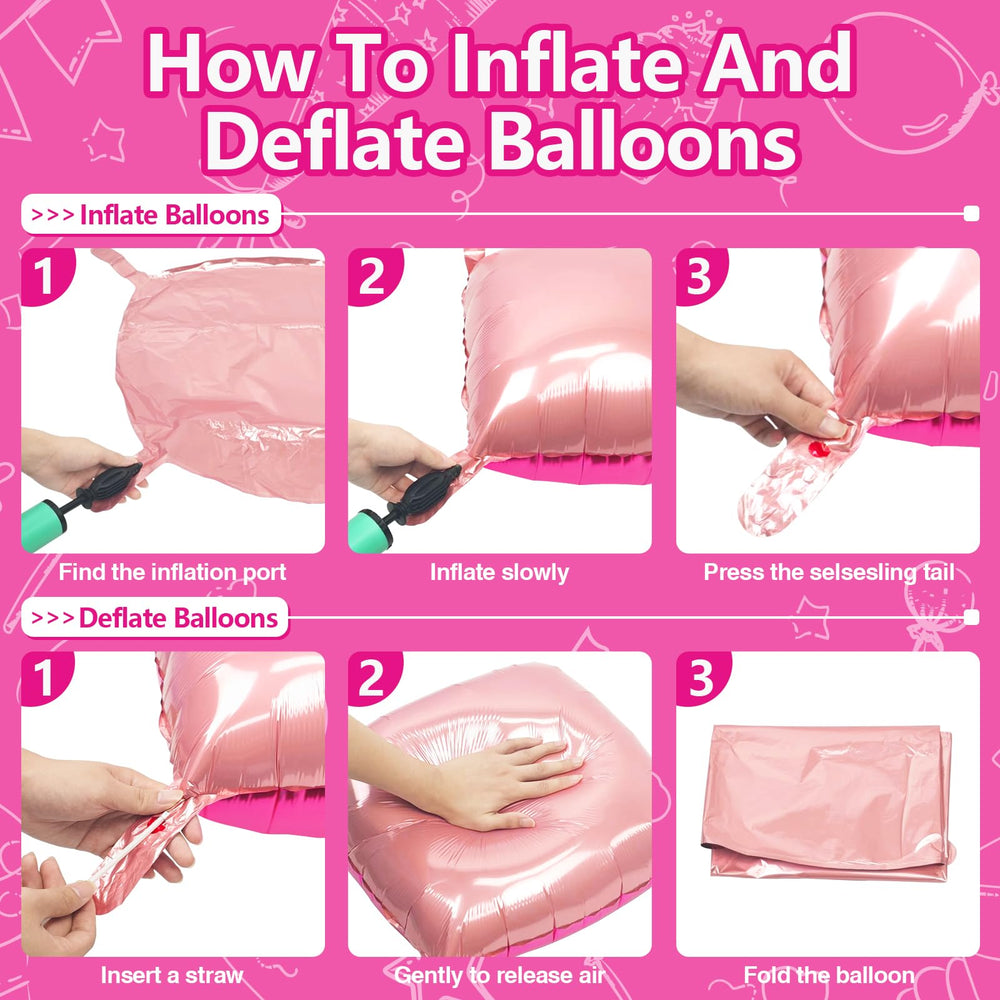 NISOCY rose red square foil balloon showcases vibrant color under lighting.