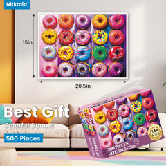 Nitktaia Colorful Donuts puzzle with glossy finish for vibrant, satisfying color detail
