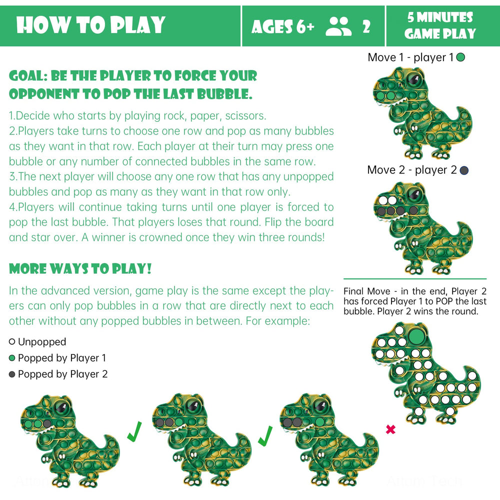 NiToy dinosaur bubble fidget desk-use close-up, great for car trips.
