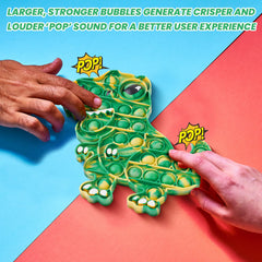NiToy dinosaur push pop bubble toy side view, sensory feedback for focus.