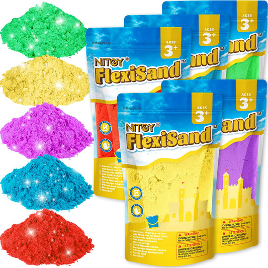 NiToy FlexiSand 11lb pack with vibrant colors for creative, mess-minimized play.