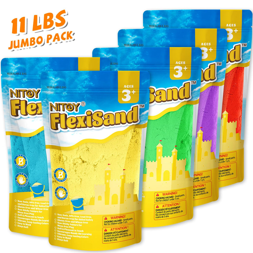 NiToy FlexiSand allows squeezing and sculpting for tactile creativity and motor strength.