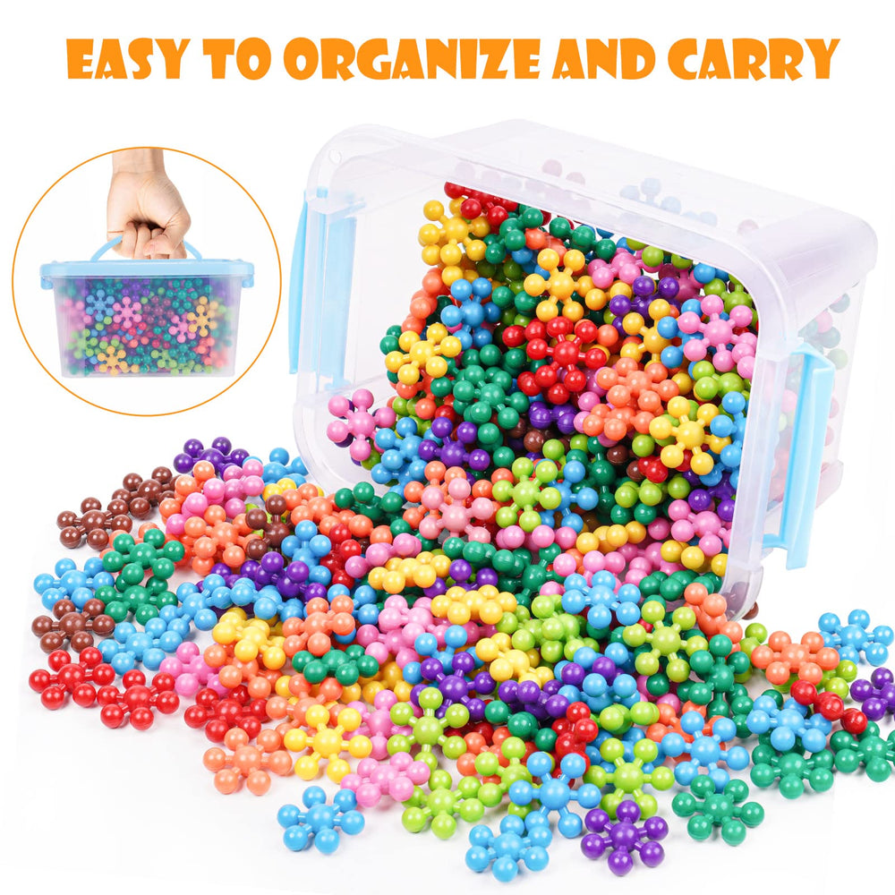 NiToy snowflake blocks promoting fine motor skills through stacking and linking