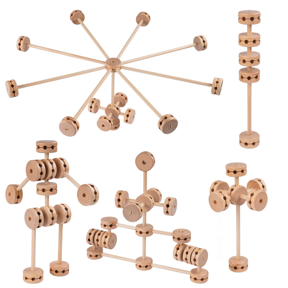 NiToy wooden building blocks 60pcs enable endless 3D assemblies and creative play.