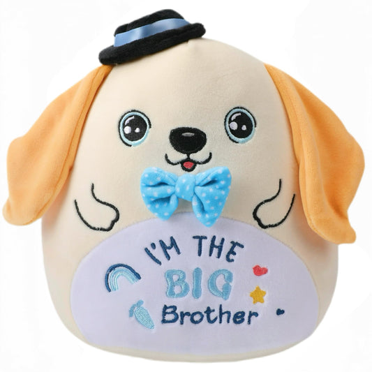 NIUBEHOHO big brother dog plush with hat and bowtie, ideal gift.