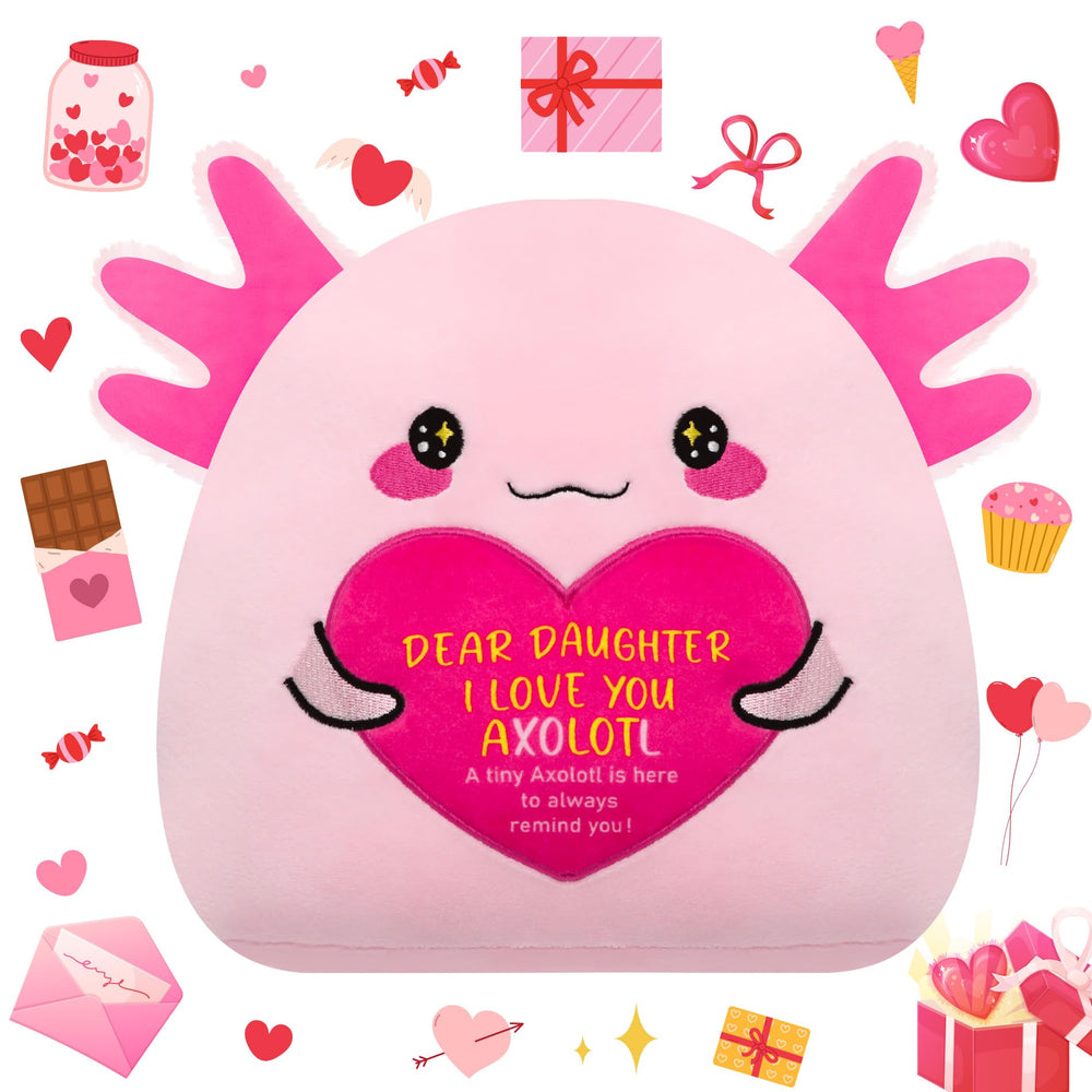 NIUBEHOHO axolotl plush front view for cozy hugs and heartfelt connection.