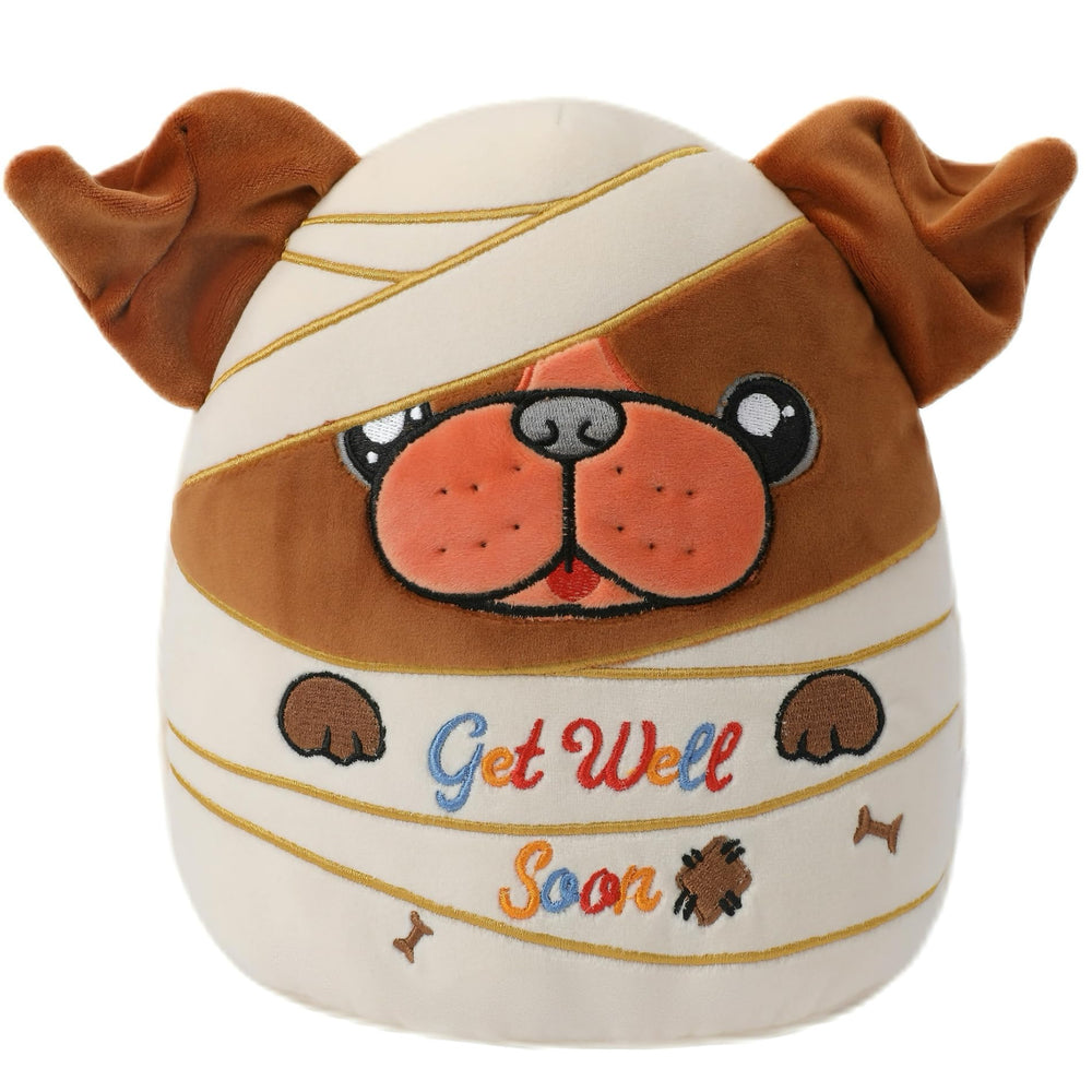 NIUBEHOHO Get Well Soon plush bulldog with bandages invites cozy, comforting hugs.