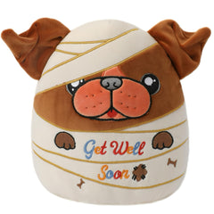 NIUBEHOHO Get Well Soon plush bulldog with bandages invites cozy, comforting hugs.