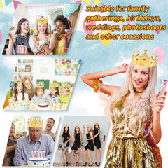 A festive table backdrop with NIUBIER crowns and gems as decorations
