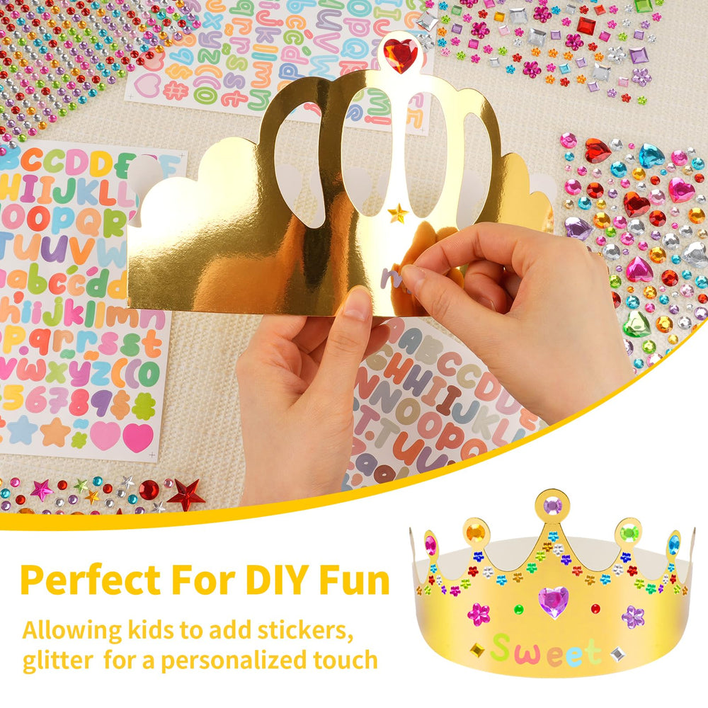NIUBIER self-adhesive stickers with gems, letters, and numbers for DIY crowns