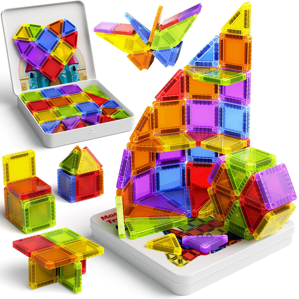 Niukdier magnetic tiles 60-piece set for travel-friendly learning and creative play